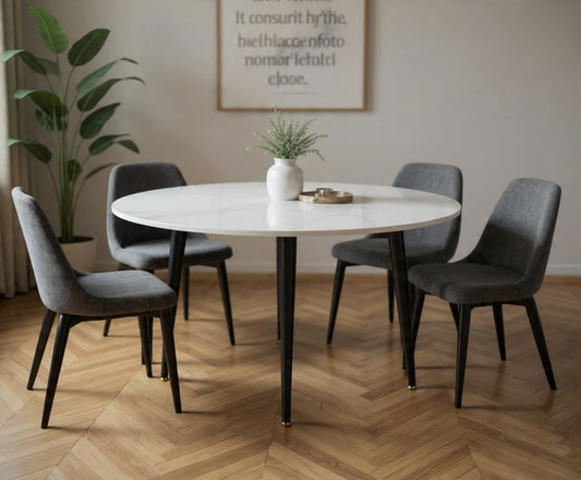 Table à manger ronde effet marbre - Koma