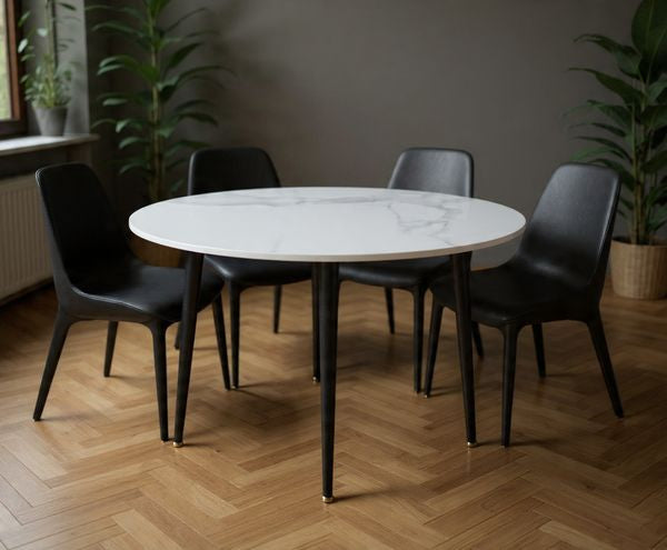 Table à manger ronde effet marbre - Koma
