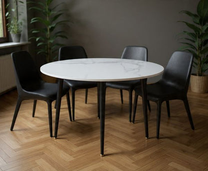 Table à manger ronde effet marbre - Koma