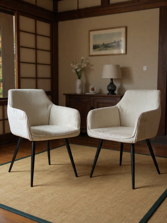 Chaises de Salle à Manger à Accoudoirs en Velours Côtelé - Soma (lot de 2)