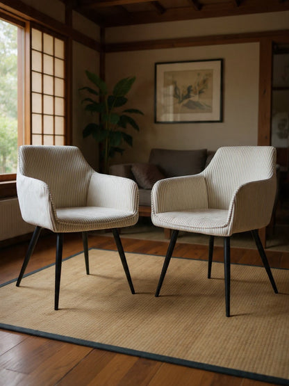 Chaises de Salle à Manger à Accoudoirs en Velours Côtelé - Soma (lot de 2)