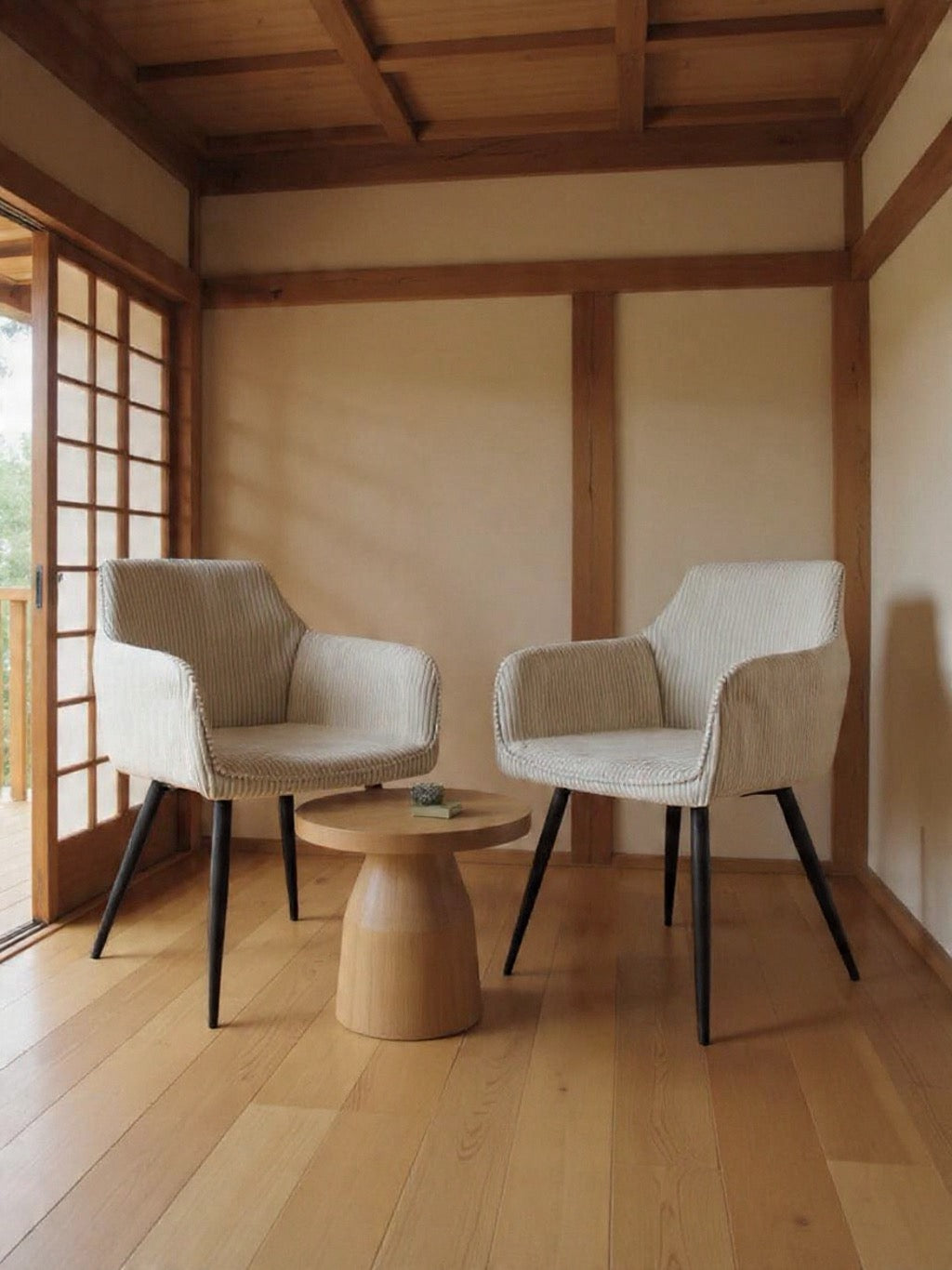 Chaises de Salle à Manger à Accoudoirs en Velours Côtelé - Soma (lot de 2)