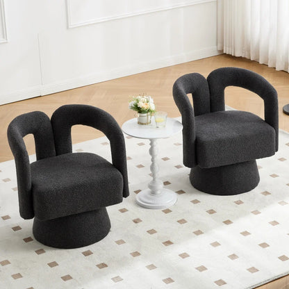 Fauteuil pivotant en bouclette style Japandi – Sorae