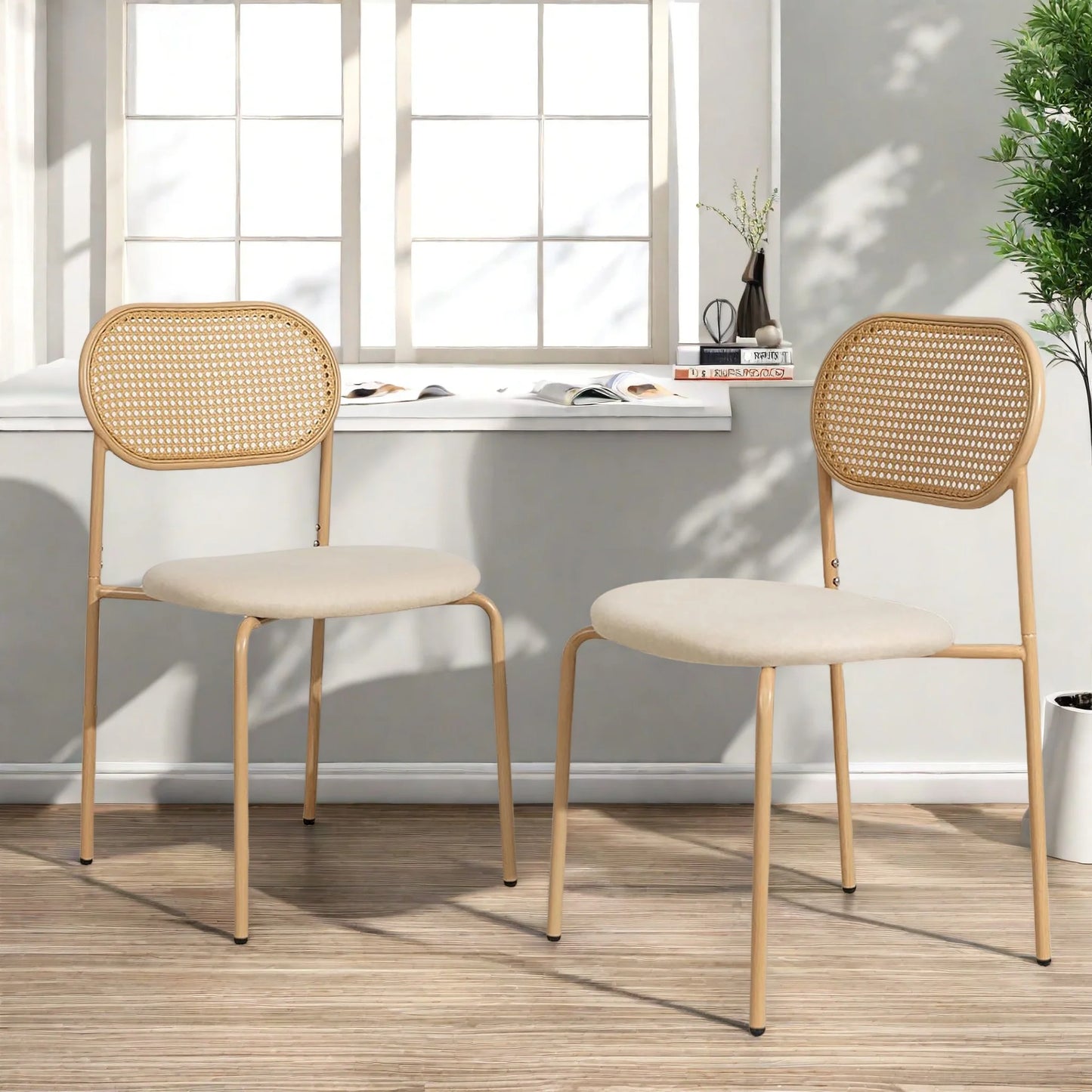 Chaises de salle à manger vintage en rotin – Harun (lot de 2)