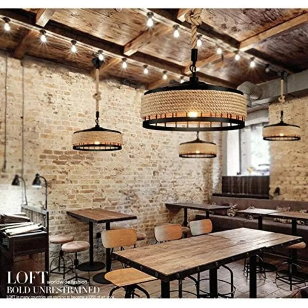 Suspension ronde en fer et corde de chanvre – Ayumu