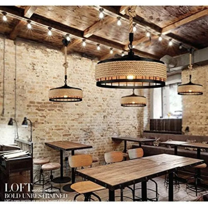 Suspension ronde en fer et corde de chanvre – Ayumu