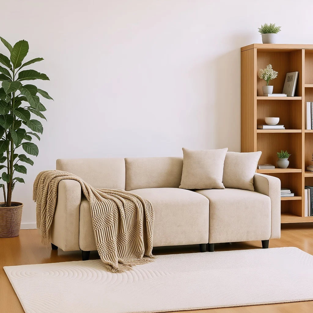 Canapé 3 places en tissu beige – Daizen