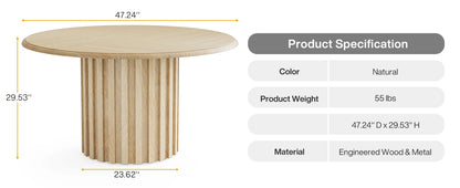 Table à manger ronde pour 4 personnes style farmhouse – Daiki