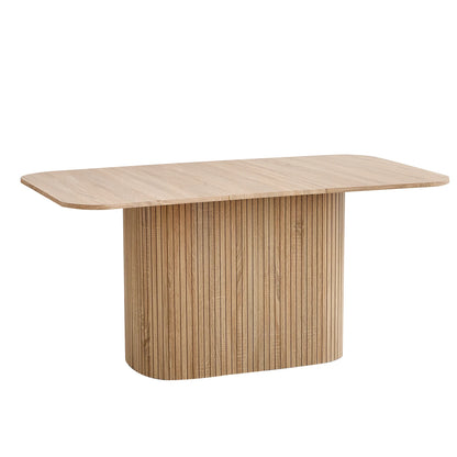 Japandi Dining Table with Textured Base – Riku