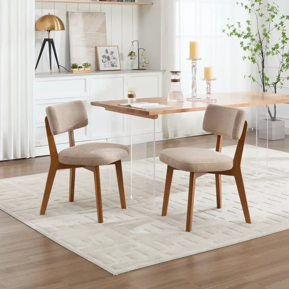 Chaises Japandi en bois et tissu (lot de 2) – Arata