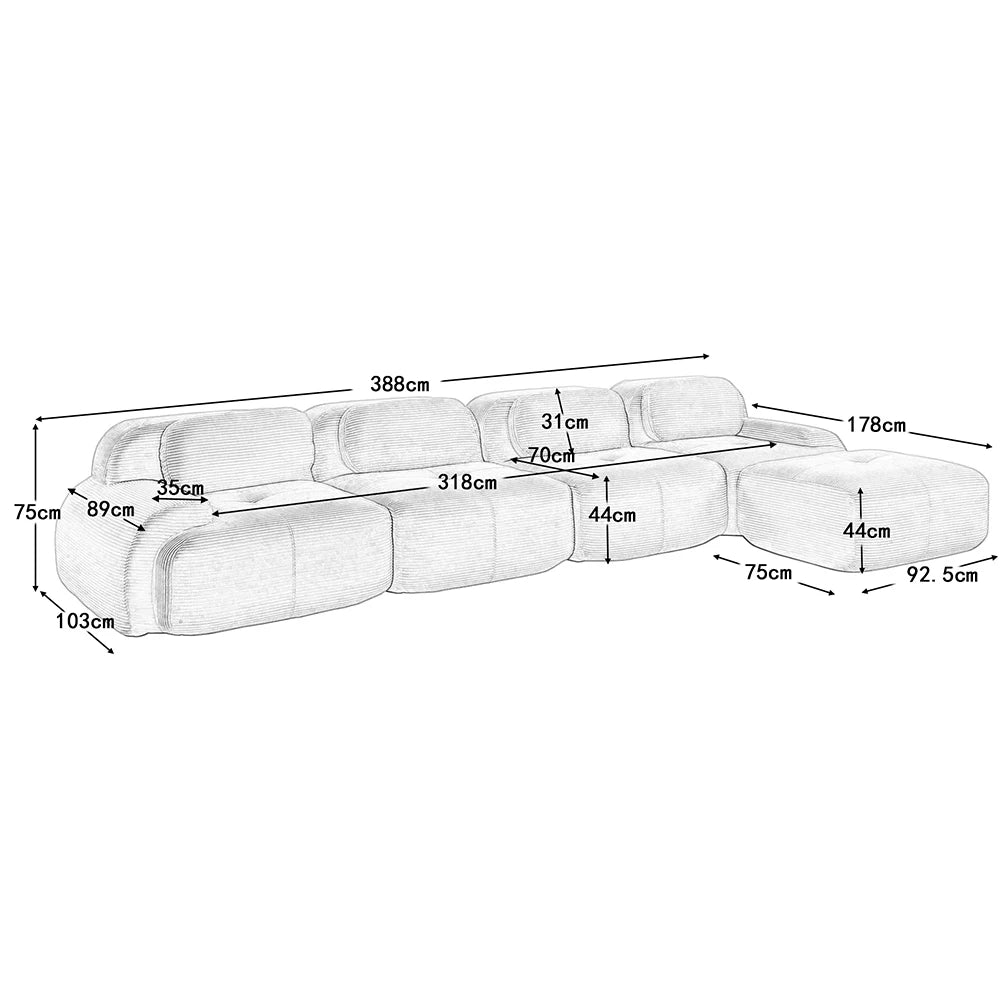Canapé d’angle 4 places en tissu – Daigo