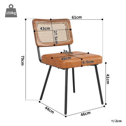 Lot de 2 chaises en cuir vegan et rotin – Yori
