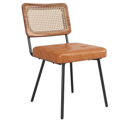 Lot de 2 chaises en cuir vegan et rotin – Yori