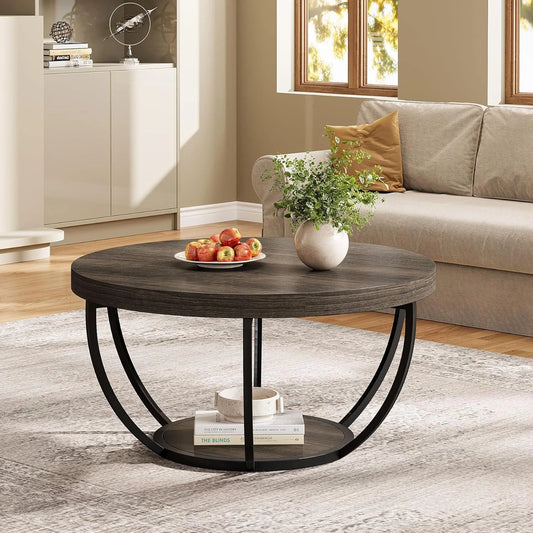 Nara Two-Tier Round Wooden Coffee Table