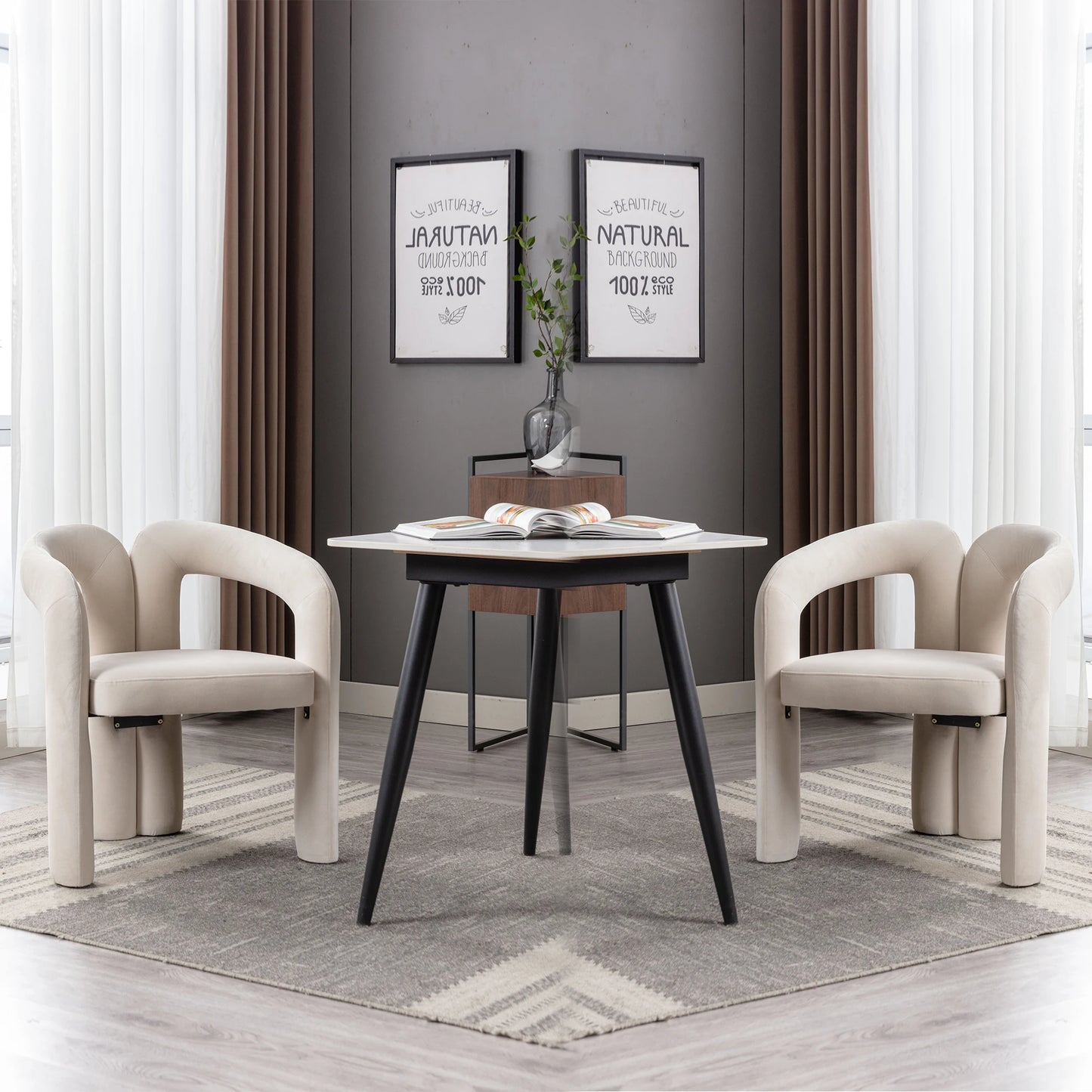 Chaises en velours moderne avec accoudoirs (lot de 2) – Riko