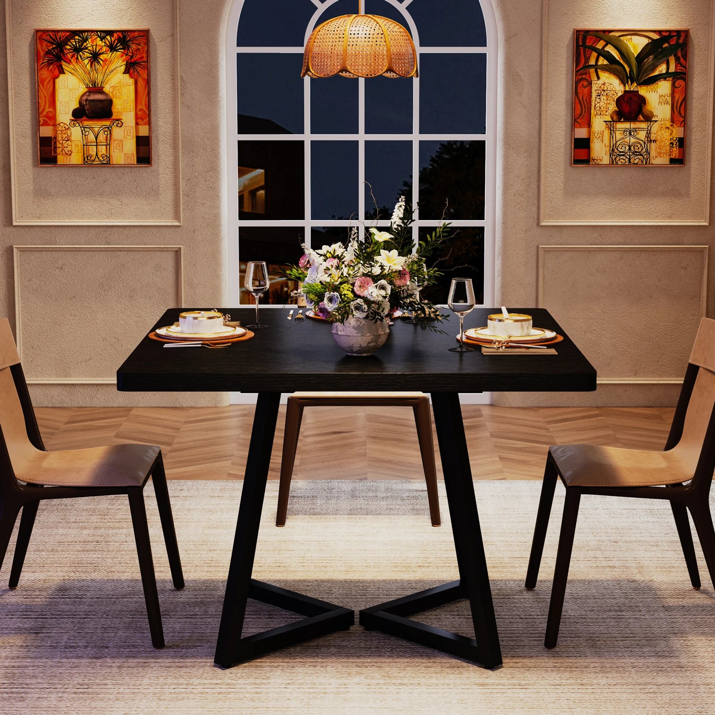 Table à manger industrielle en bois et métal – Naoki