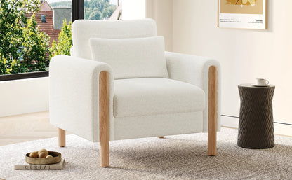 Fauteuil en bouclette à assise épaisse – Taeko