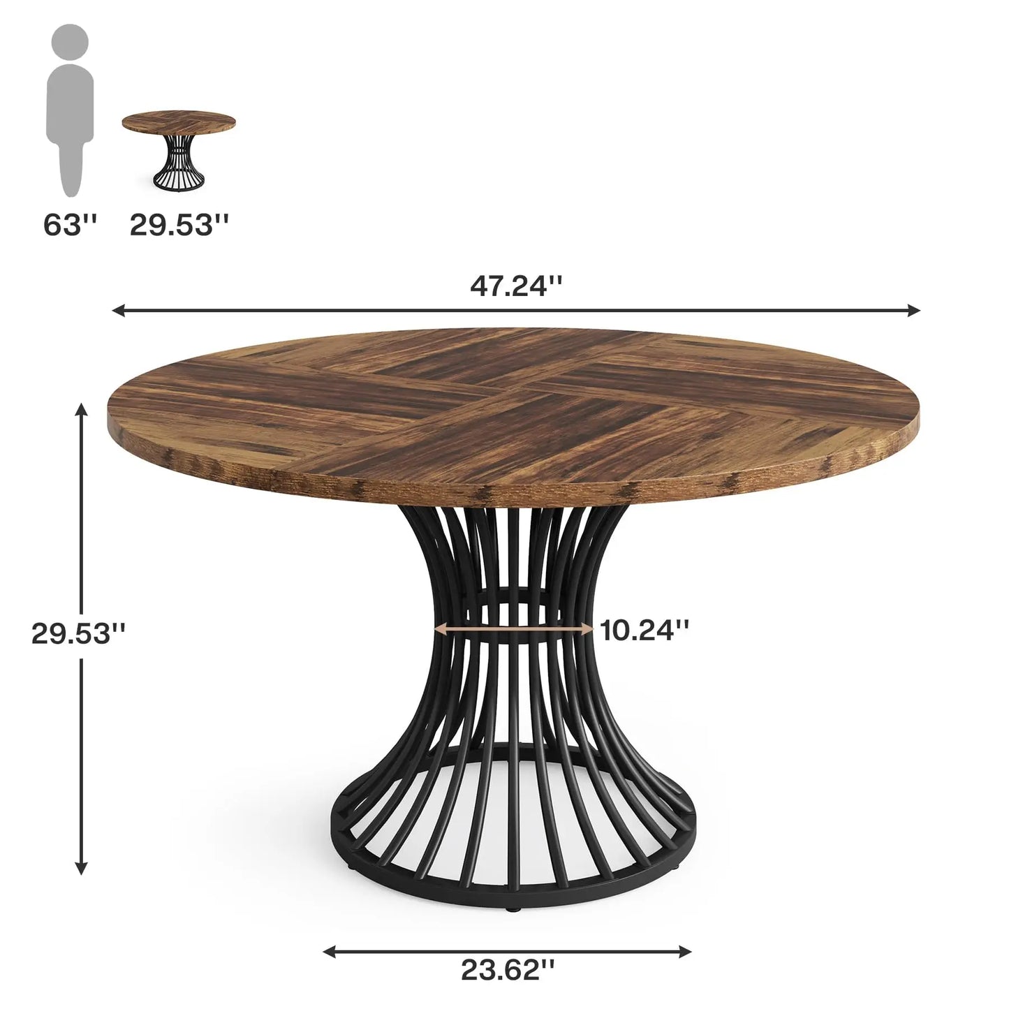 Table à manger ronde pour 4-6 personnes style Industriel – Haruti