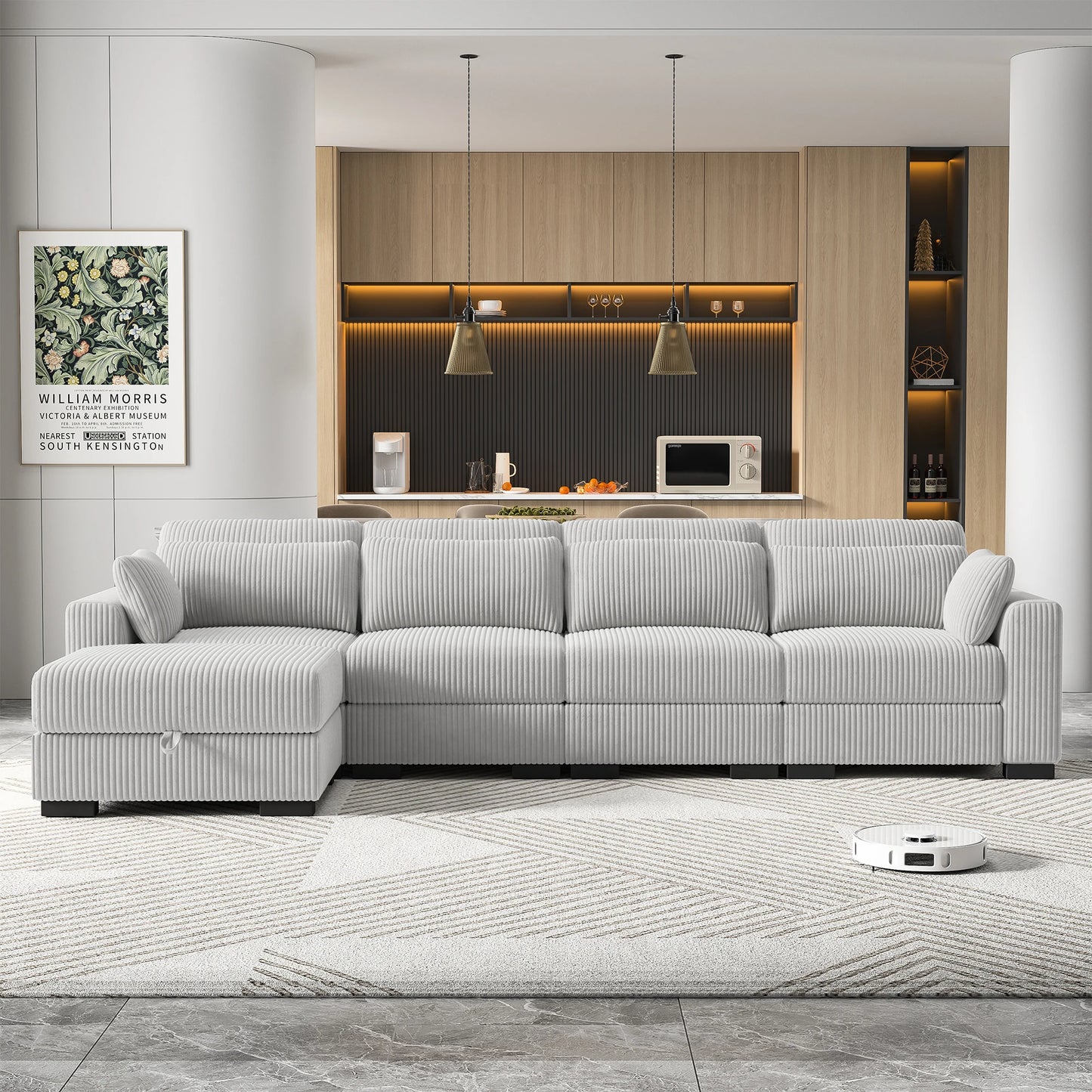 Canapé modulable avec pouf et accoudoirs larges – Taro