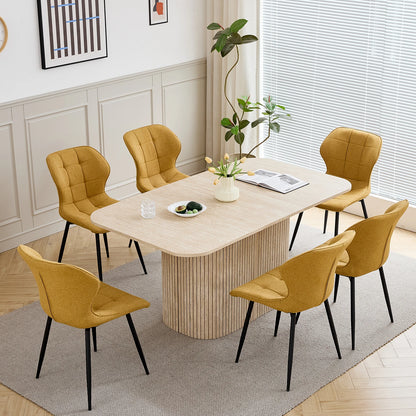 Japandi Dining Table with Textured Base – Riku