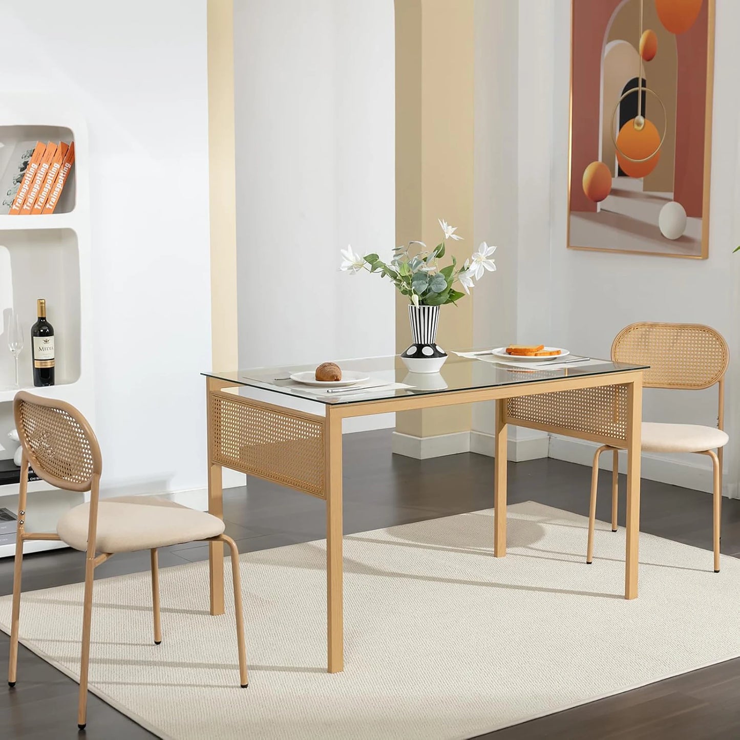 Chaises de salle à manger vintage en rotin – Harun (lot de 2)