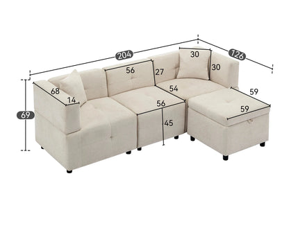 Canapé modulable 3 places avec coffre de rangement – Ren
