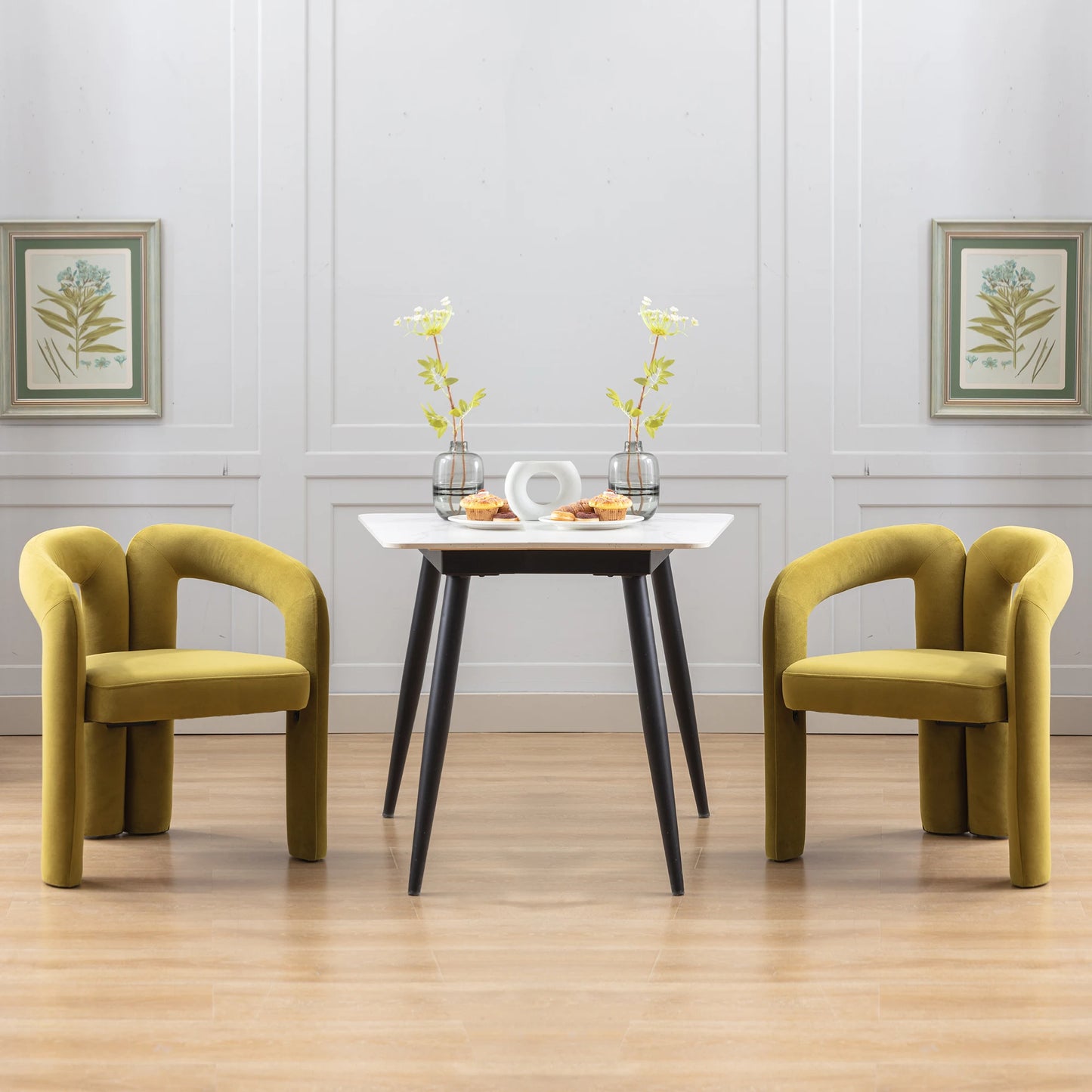 Chaises en velours moderne avec accoudoirs (lot de 2) – Riko