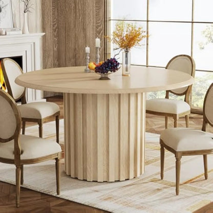 Table à manger ronde pour 4 personnes style farmhouse – Daiki