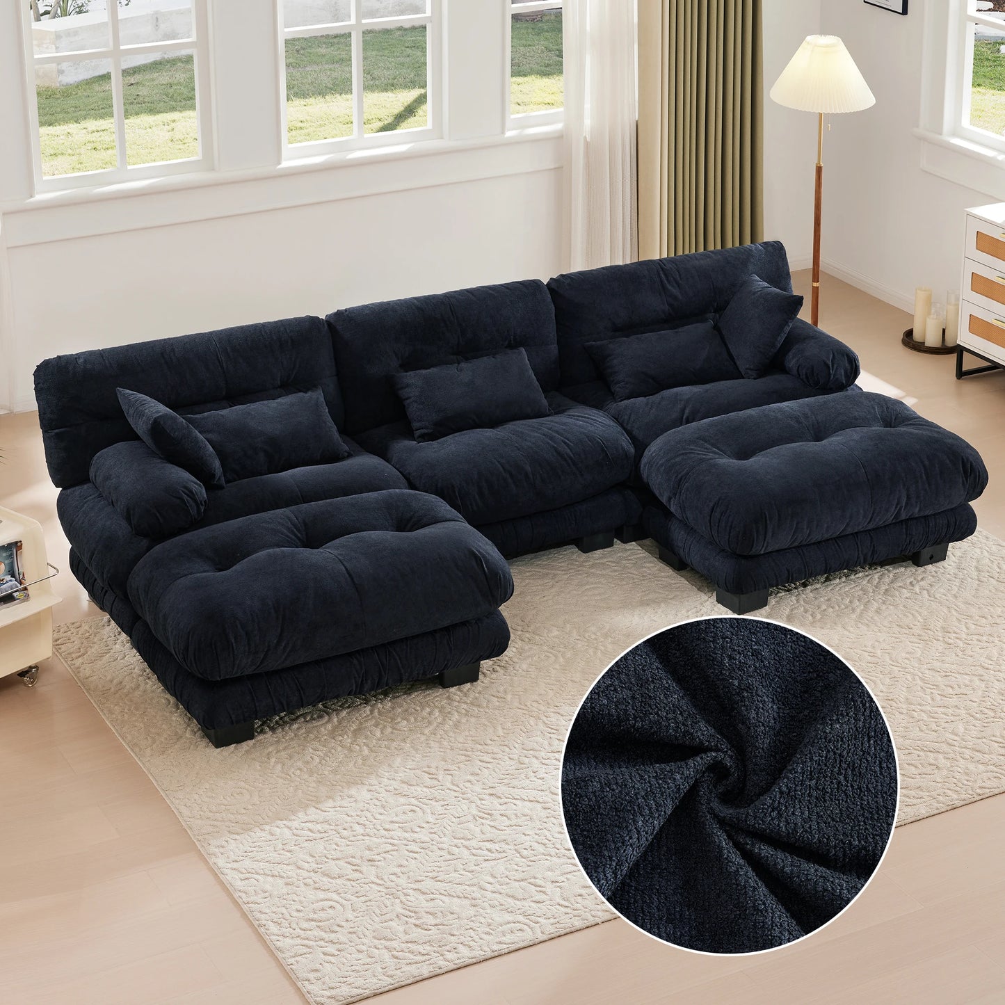 Grand canapé modulable en velours – Eina