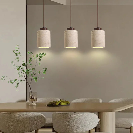 Wabi-sabi long pendant light in natural stone Japanese design – Asahi