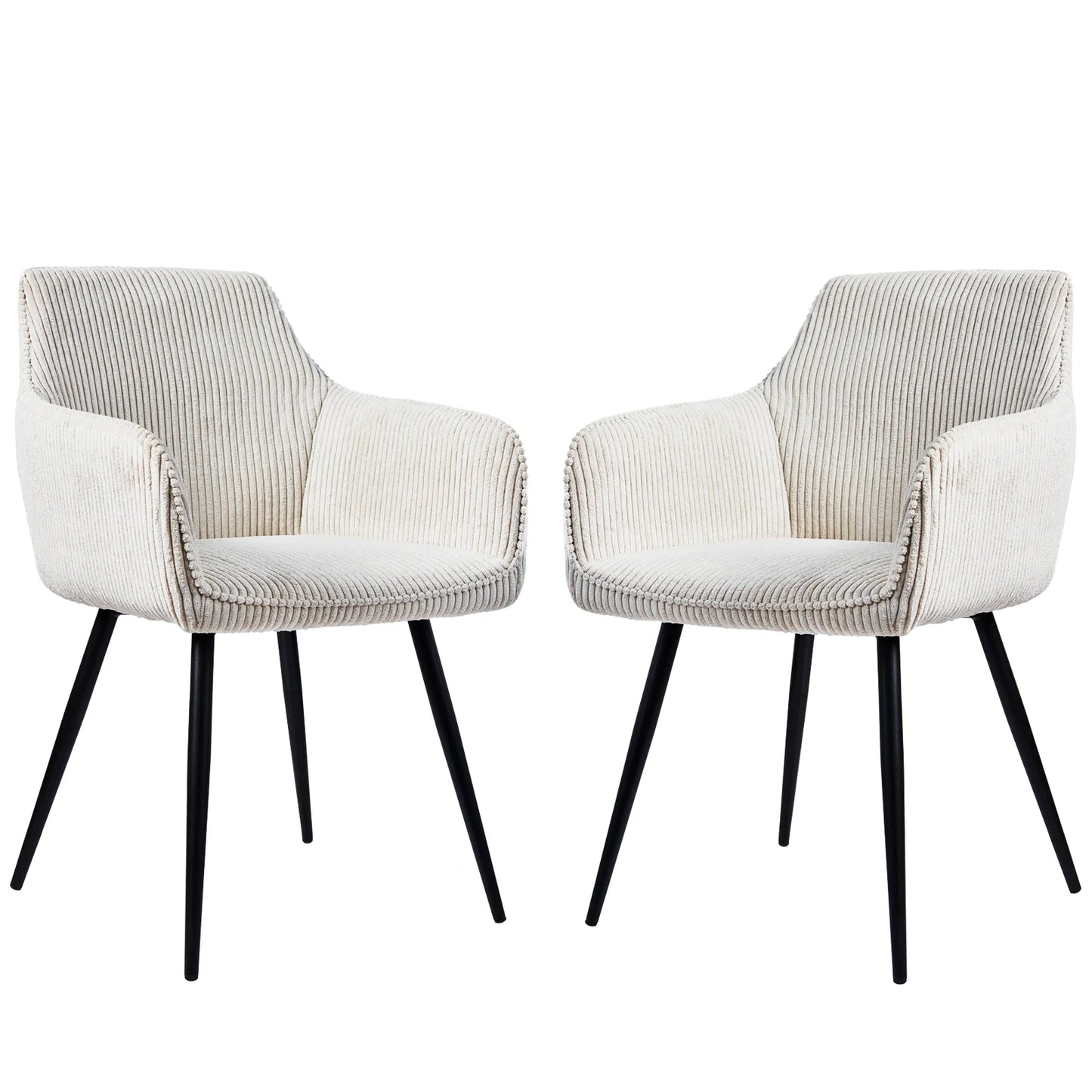 Chaises de Salle à Manger à Accoudoirs en Velours Côtelé - Soma (lot de 2)