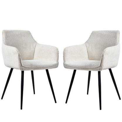 Chaises de Salle à Manger à Accoudoirs en Velours Côtelé - Soma (lot de 2)