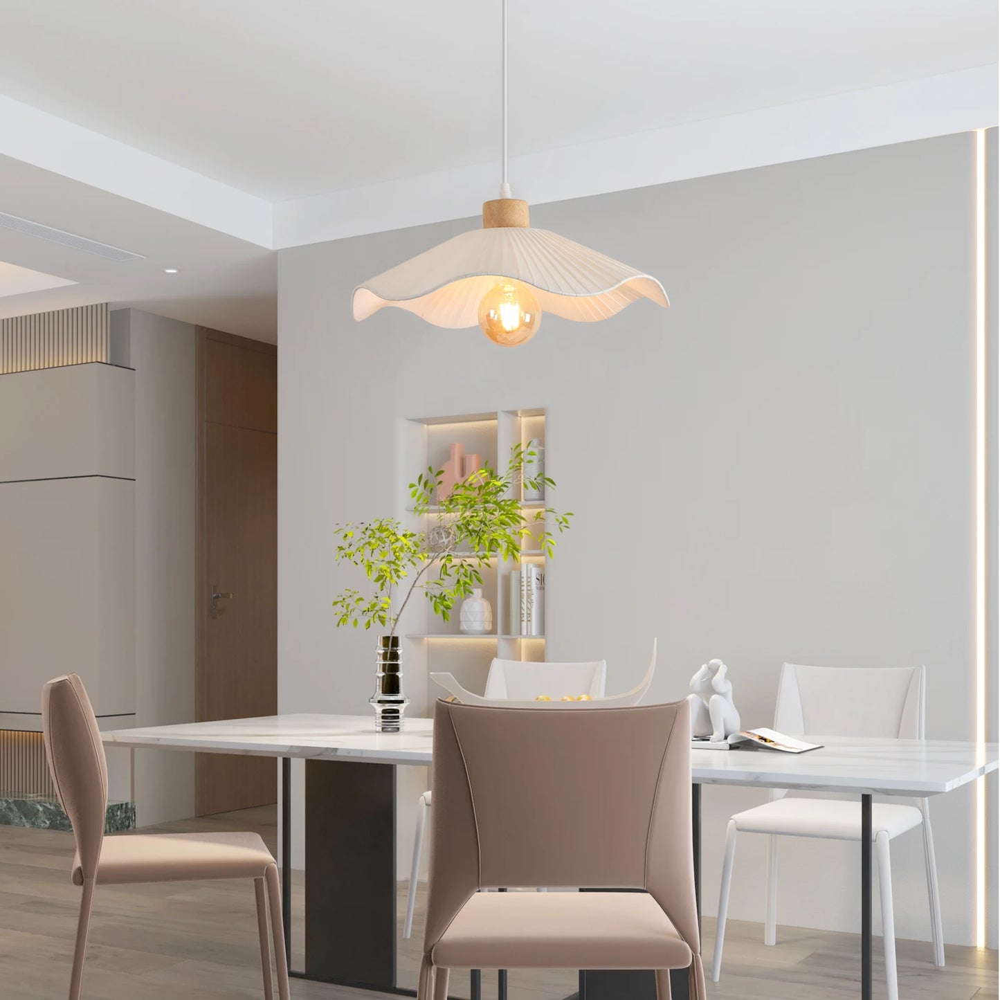 Suspension fleur beige Japandi - Ori