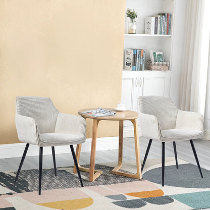 Chaises de Salle à Manger à Accoudoirs en Velours Côtelé - Soma (lot de 2)