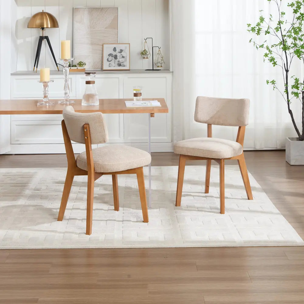 Chaises Japandi en bois et tissu (lot de 2) – Arata