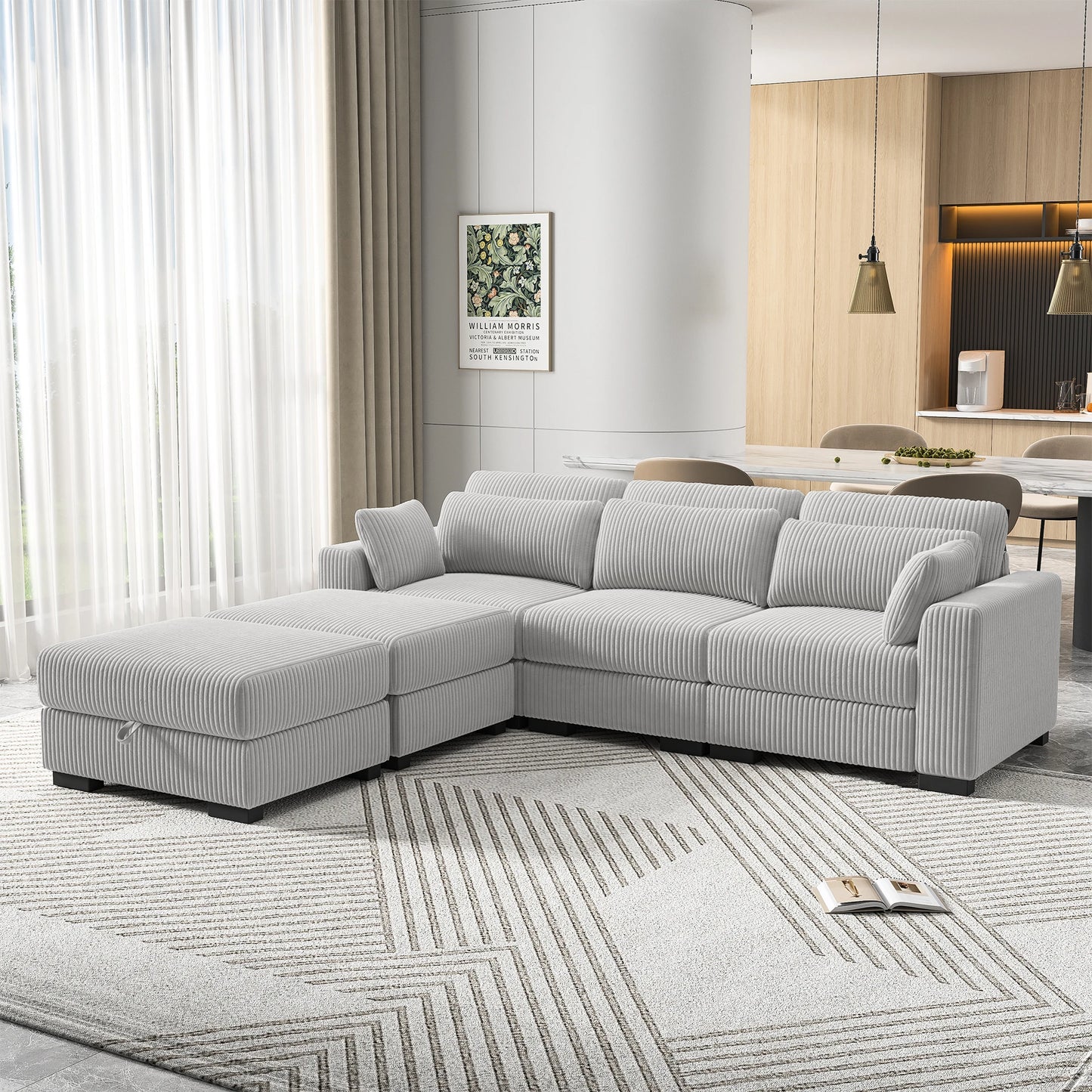 Canapé modulable avec pouf et accoudoirs larges – Taro