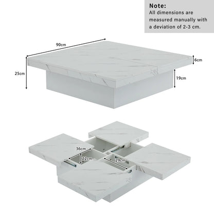 Table basse effet marbré avec tiroirs - Kayo