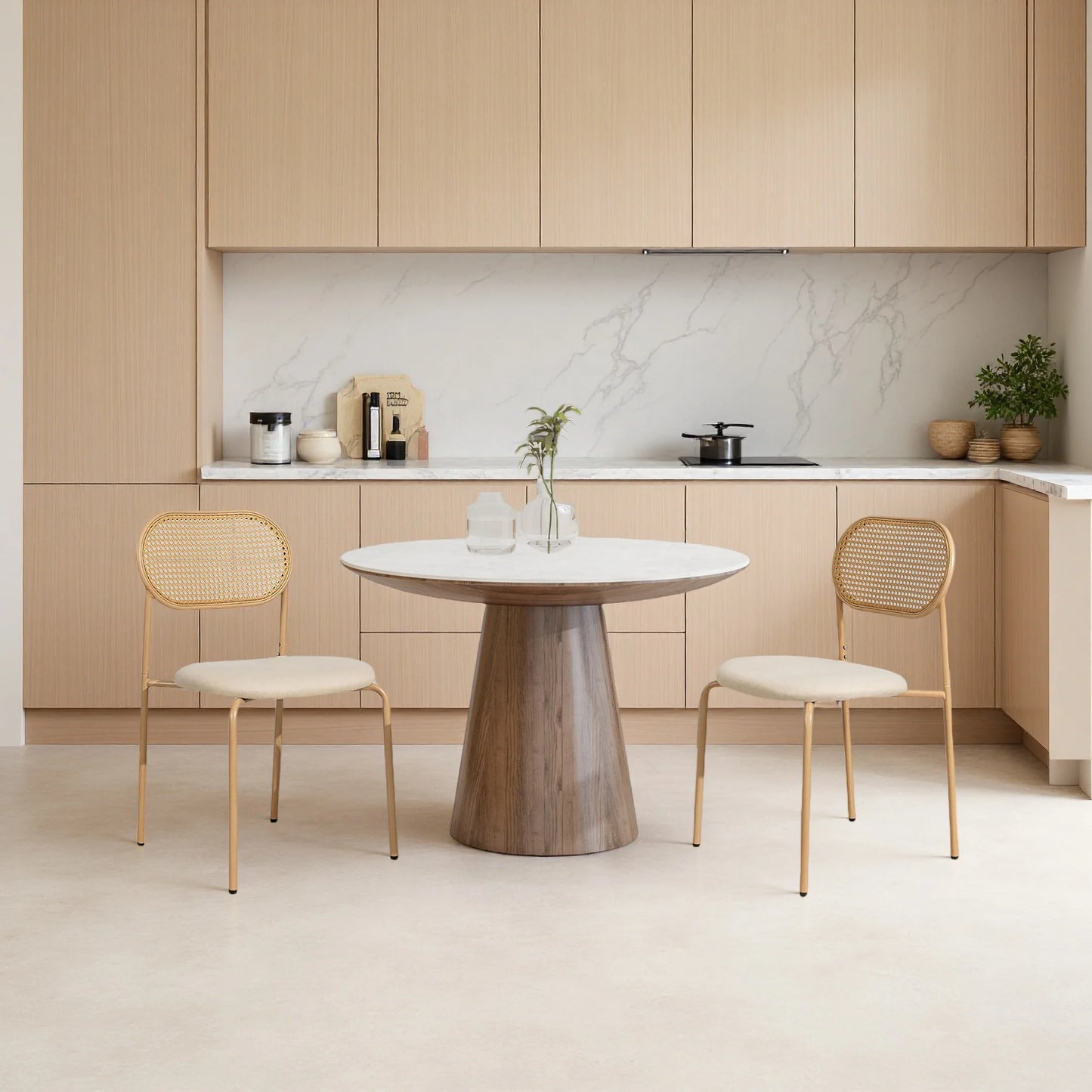 Chaises de salle à manger vintage en rotin – Harun (lot de 2)