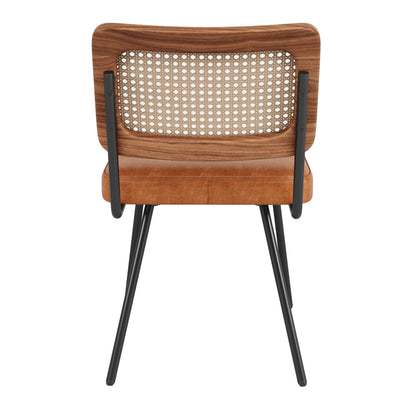 Lot de 2 chaises en cuir vegan et rotin – Yori