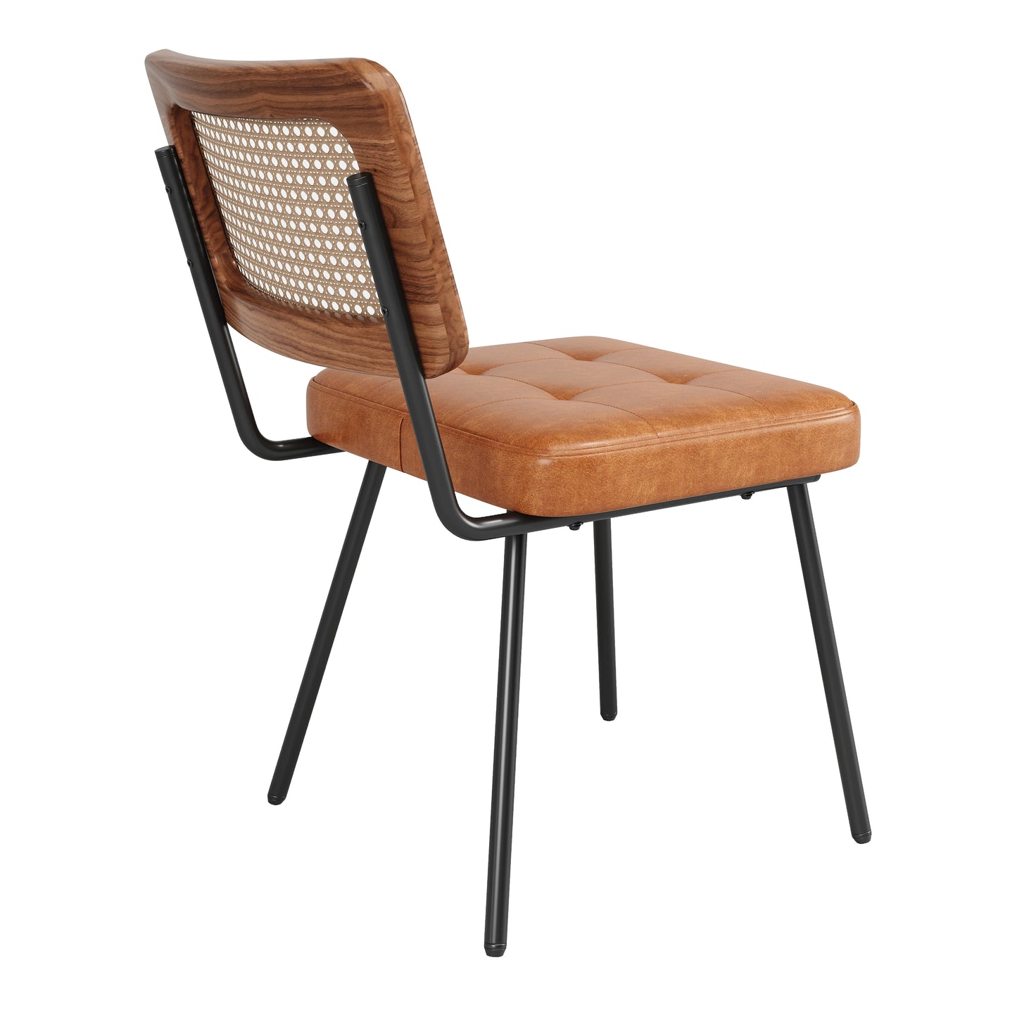 Lot de 2 chaises en cuir vegan et rotin – Yori