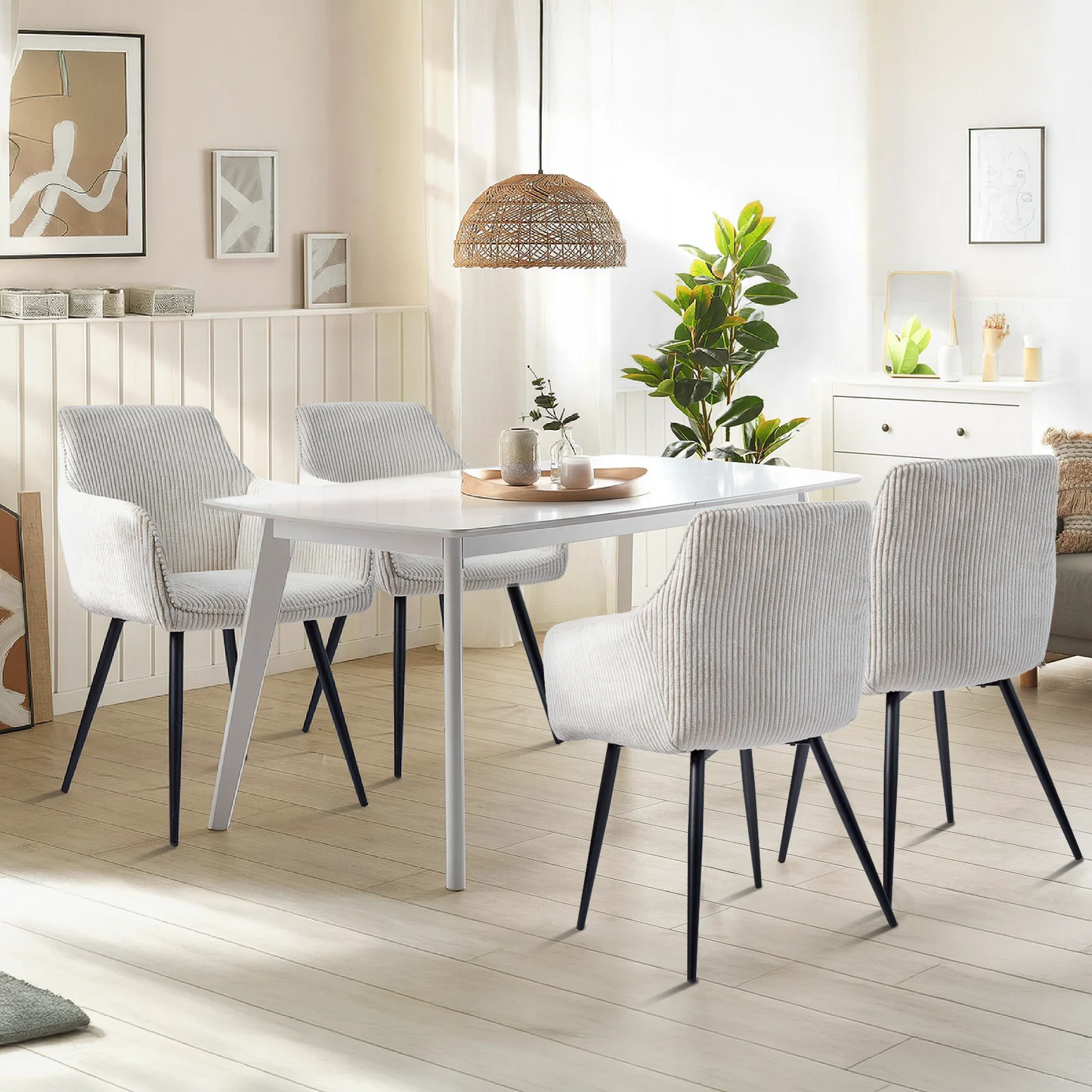 Chaises de Salle à Manger à Accoudoirs en Velours Côtelé - Soma (lot de 2)