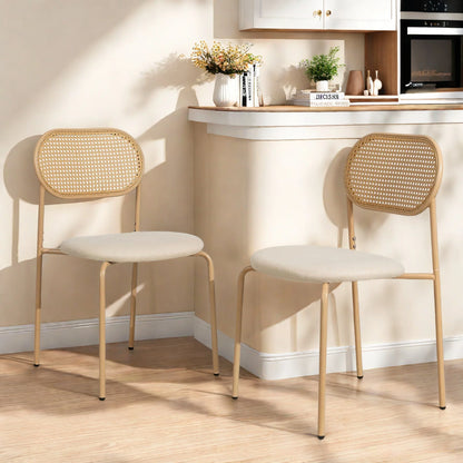 Chaises de salle à manger vintage en rotin – Harun (lot de 2)