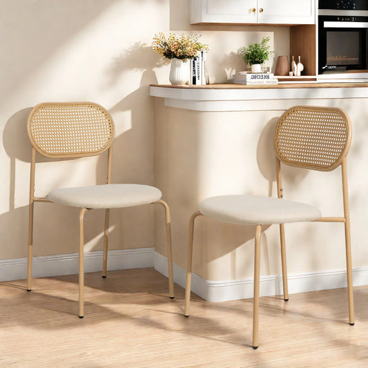 Chaises de salle à manger vintage en rotin – Harun (lot de 2)
