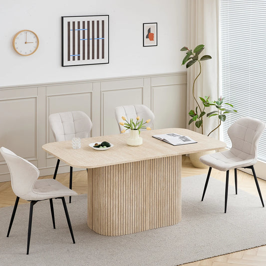 Japandi Dining Table with Textured Base – Riku