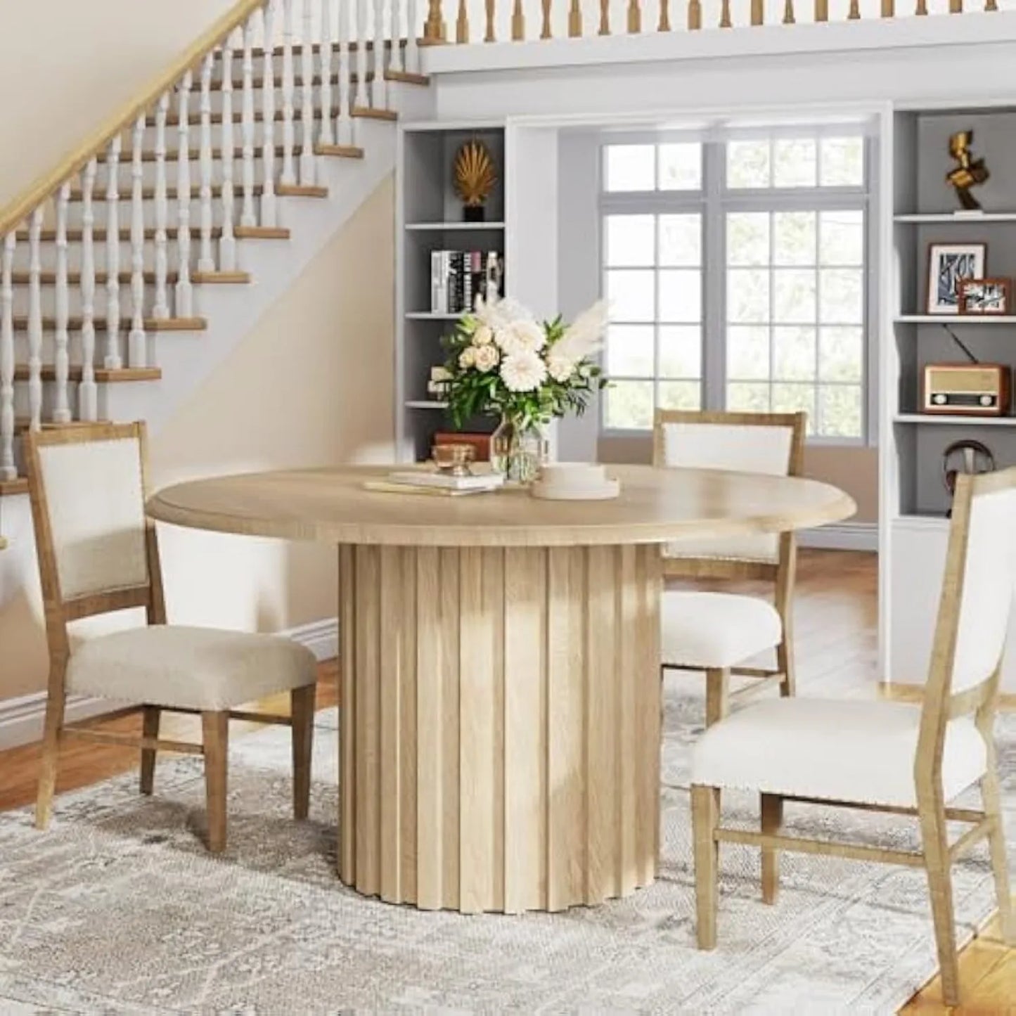 Table à manger ronde pour 4 personnes style farmhouse – Daiki