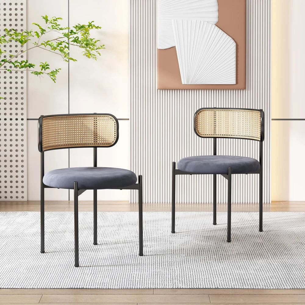 Lot de 2 chaises en velours et métal – Reiko