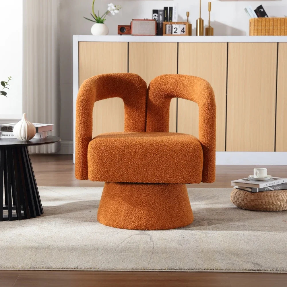 Fauteuil pivotant en bouclette style Japandi – Sorae