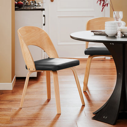 Chaise minimaliste en bois et simili cuir – Rikuo