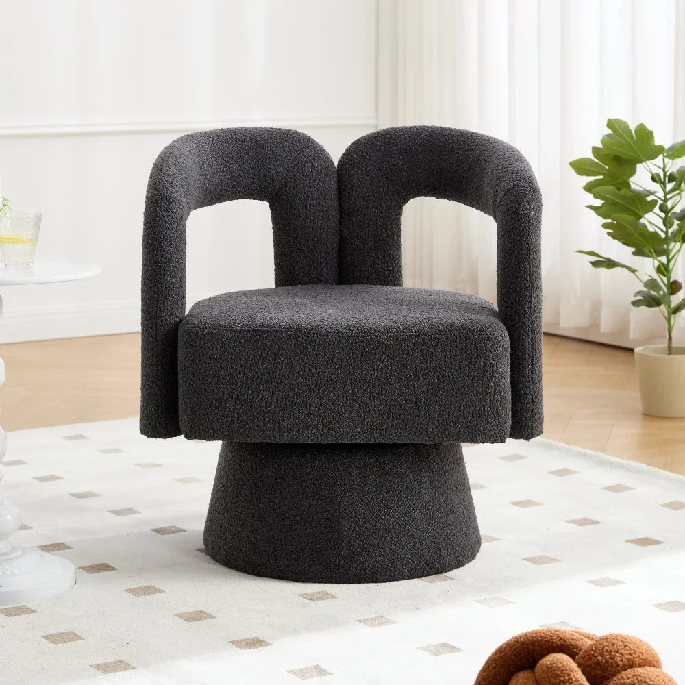 Fauteuil pivotant en bouclette style Japandi – Sorae