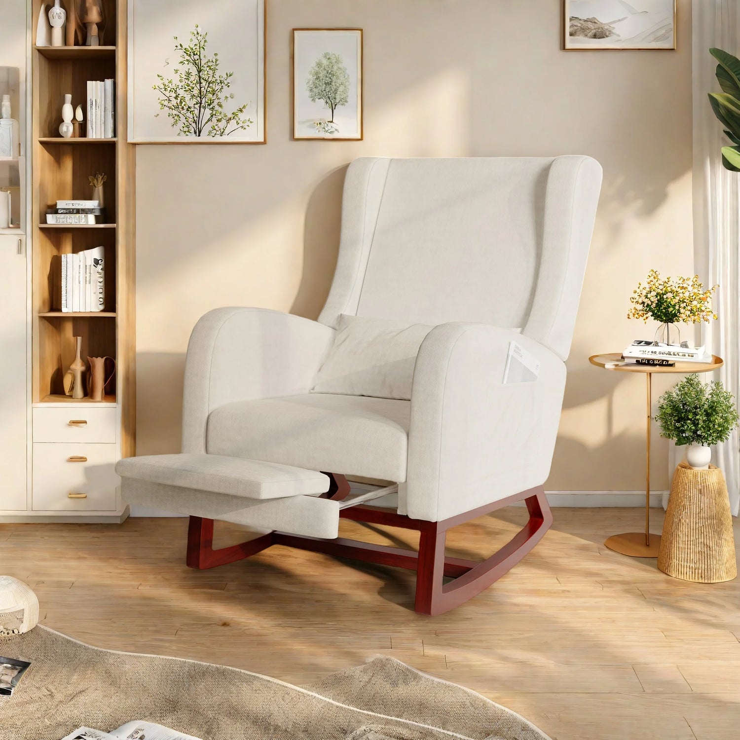 Fauteuil à bascule rembourré avec repose-pied – Rento